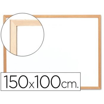 Pizarra blanca q-connect laminada marco de madera 150x100 cm