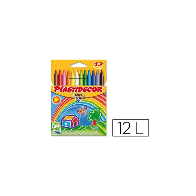 Lapices cera Plastidecor caja de 12 unidades Multicolor
