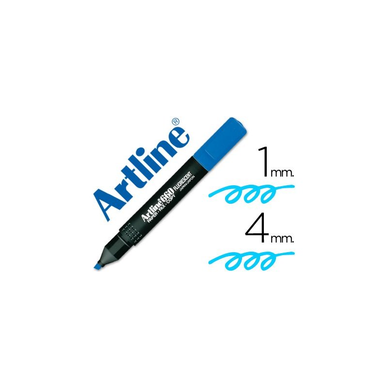 Rotulador artline fluorescente ek-660 azul -punta biselada