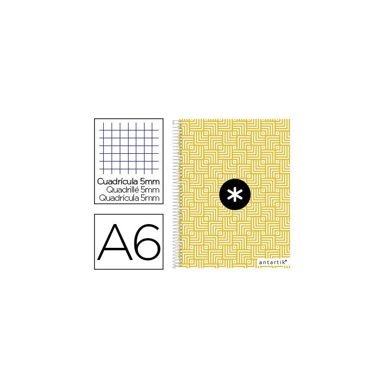 Cuaderno espiral liderpapel a6 micro antartik tapa forrada100h 100 gr cuadro 5mm 4 bandatrending color amarillo