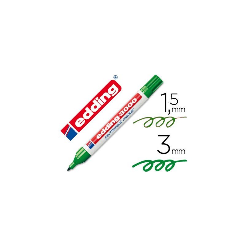 Rotulador edding marcador permanente 3000 verde -punta redonda 1,5-3 mm