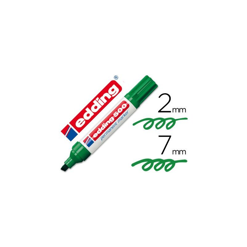 Rotulador edding marcador permanente 500 verde -punta biselada 7 mm