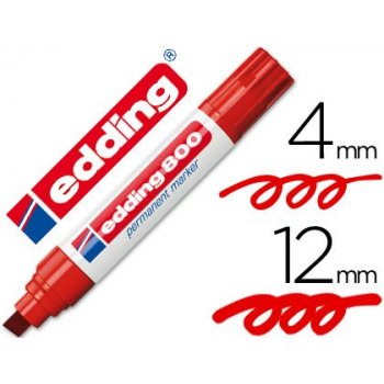 Rotulador edding marcador permanente 800 rojo -punta biselada 12 mm recargable