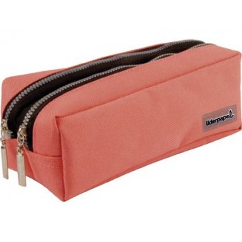 Bolso escolar liderpapel portatodo rectangular 2 bolsillos rosa pastel 185x55x70 mm