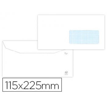 Sobre liderpapel blanco 115x225 mm ventana derecha trapezodial engomada papel offset 80gr caja de 500 unidades