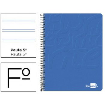 Cuaderno espiral liderpapel folio write tapa blanda 80h 60gr pauta 2,5 mm con margen color azul