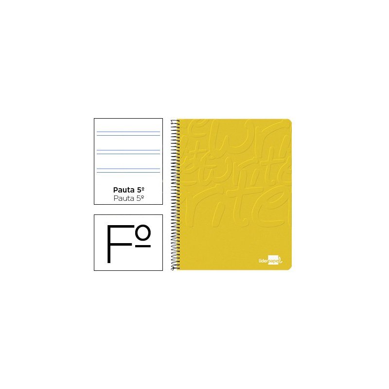 Cuaderno espiral liderpapel folio write tapa blanda 80h 60gr pauta 2,5 mm con margen color amarillo
