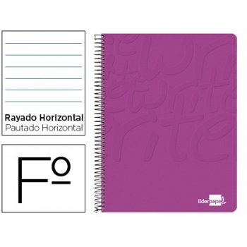 Cuaderno espiral liderpapel folio write tapa blanda 80h 60gr horizontal con margen color rosa