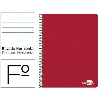 Cuaderno espiral liderpapel folio write tapa blanda 80h 60gr horizontal con margen color rojo