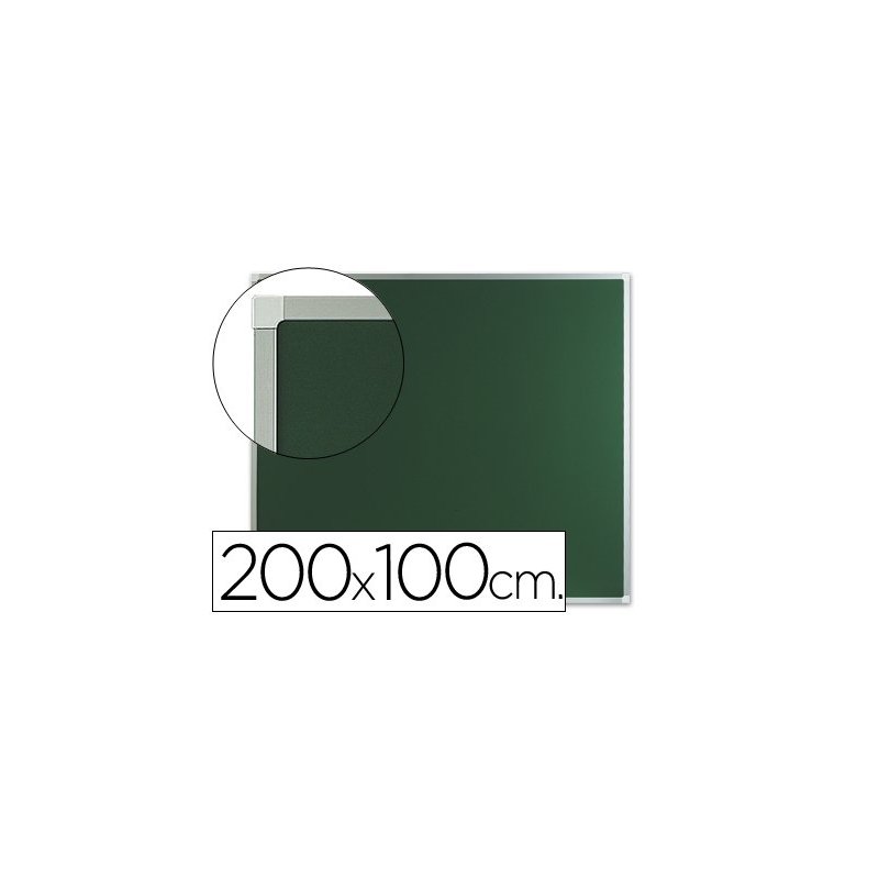 Pizarra verde mural q-connect 200x100 cm sin repisa con marco de aluminio