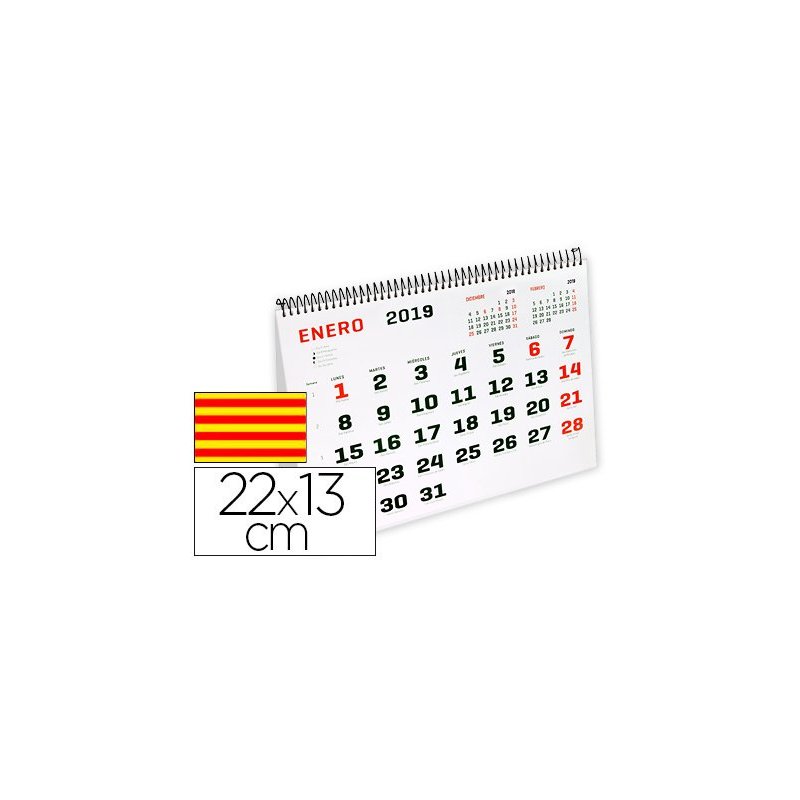 Calendario espiral triangular liderpapel 2019 22x13 cm papel 120 gr texto en catalan