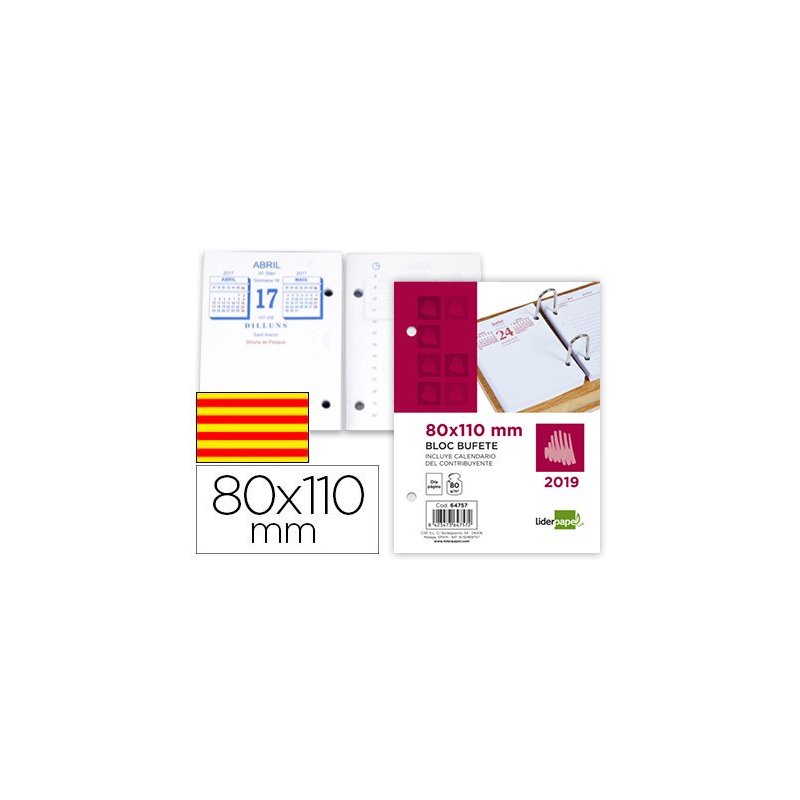 Bloc bufete liderpapel 80x110mm 2019 papel 80 gr texto en catalan