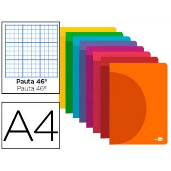 Libreta liderpapel 360 tapa de plastico a4 48 hojas 90g m2 rayado nº 46 colores surtidos