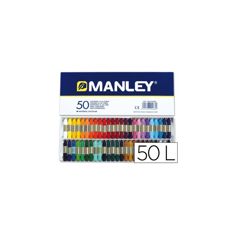 Lapices cera manley -caja de 50 colores ref.150