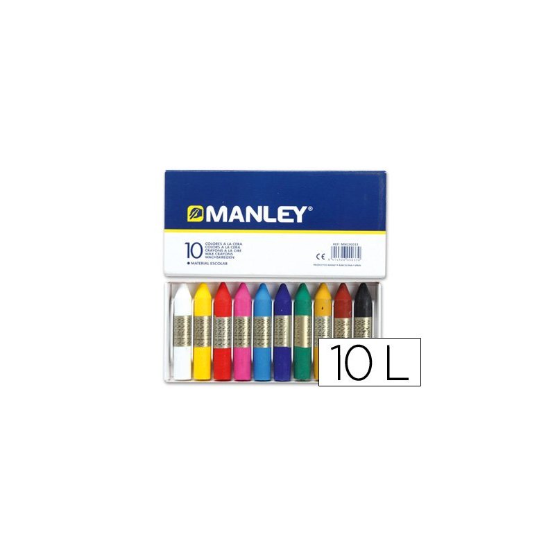 Lapices cera manley -caja de 10 colores ref.110