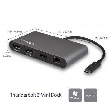 StarTech.com Mini Dock Thunderbolt 3 para Doble Pantalla de 4K con DisplayPort