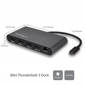 StarTech.com Mini Dock Thunderbolt 3 para Doble Pantalla de 4K con HDMI