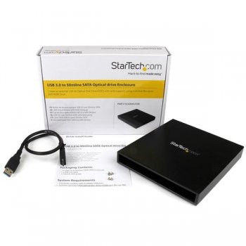 StarTech.com Caja USB 3.0 para Unidad Óptica CD DVD Slim Line 5,25 Pulgadas SATA Externa - Carcasa