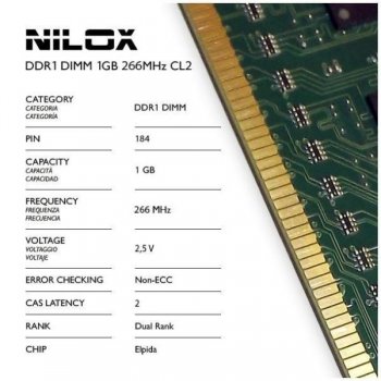 Nilox 1GB PC-2100 módulo de memoria DDR 266 MHz