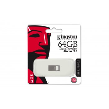 Kingston Technology DataTraveler Micro 3.1 64GB unidad flash USB USB tipo A 3.0 (3.1 Gen 1) Metálico