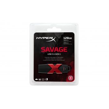HyperX HXS3 128GB unidad flash USB USB tipo A 3.0 (3.1 Gen 1) Negro, Rojo