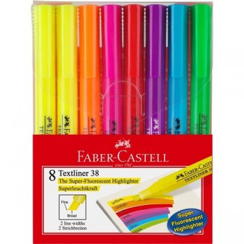 Faber-Castell TEXTLINER 38 marcador 8 pieza(s) Azul, Verde, Naranja, Rosa, Púrpura, Rojo, Amarillo