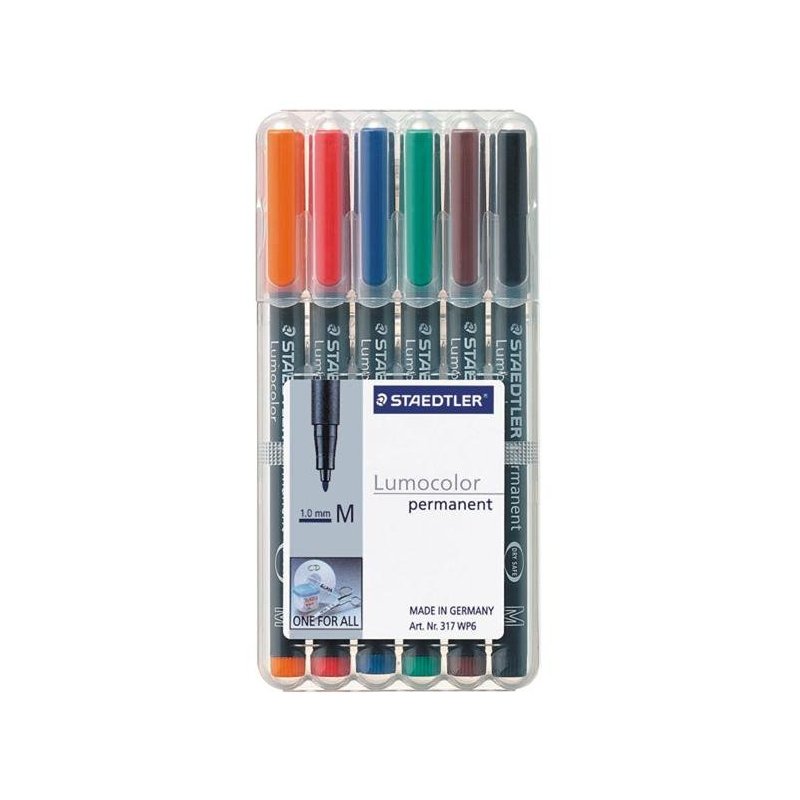Staedtler 317 WP6 marcador permanente Negro, Azul, Marrón, Verde, Naranja, Rojo 6 pieza(s)