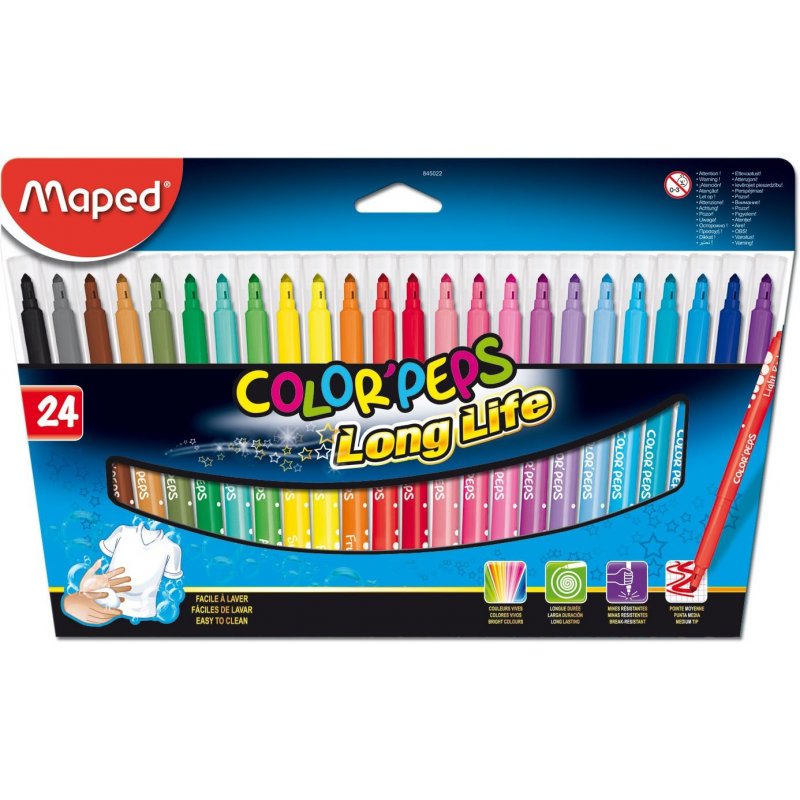 Maped Color'Peps Long Life rotulador Medio Multicolor 24 pieza(s)