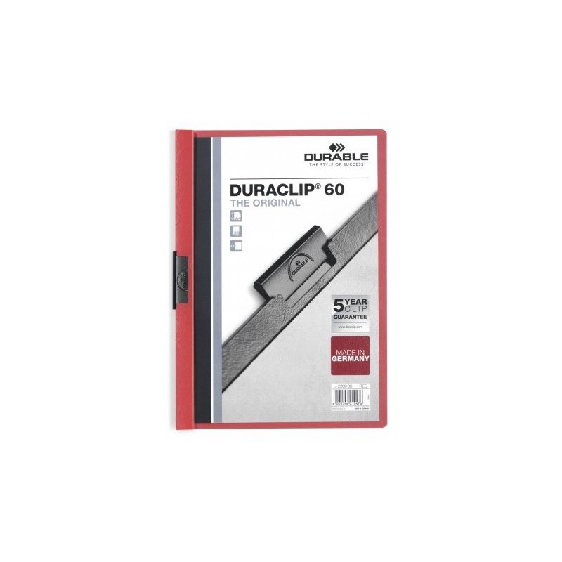 Durable Duraclip 60 archivador Rojo, Transparente PVC