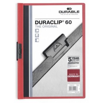 Durable Duraclip 60 archivador Rojo, Transparente PVC