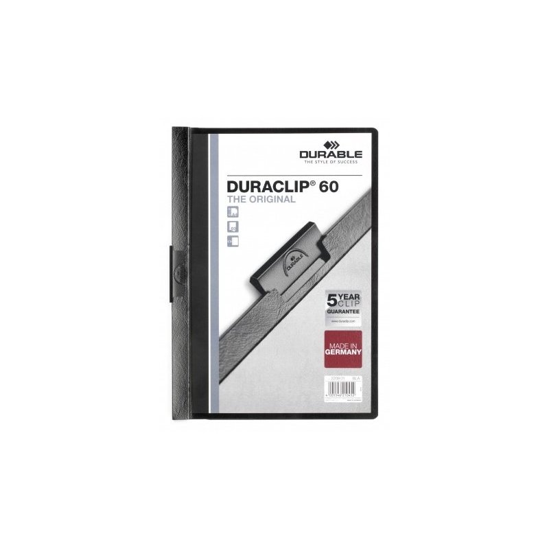 Durable Duraclip 60 archivador Negro, Transparente PVC