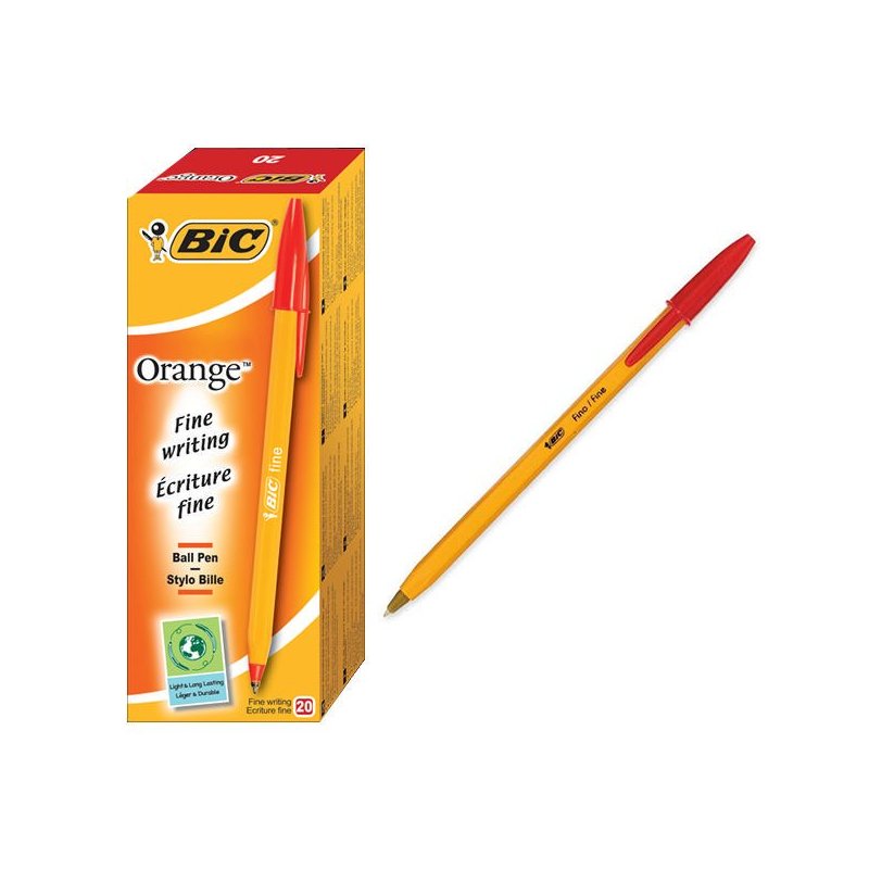 BIC Orange Fine Rojo Bolígrafo Fino 20 pieza(s)