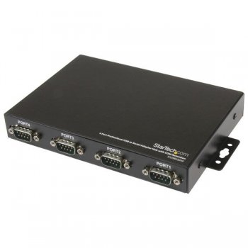 StarTech.com Adaptador Concentrador Hub 4 Puertos Serie Serial RS232 DB9 a USB con Retención Puerto COM