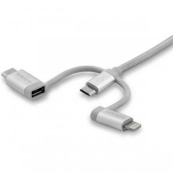 StarTech.com Cable de 2m USB Multi Carga - Lightning, USB C, Micro USB - Cable para Smartphone USB Tipo C