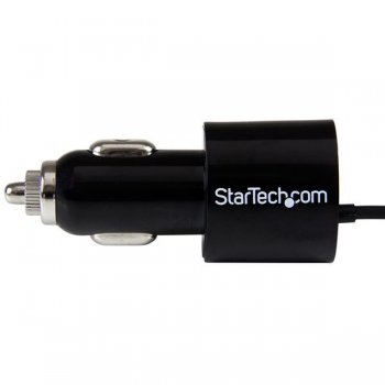 StarTech.com Cargador USB de 2 Puertos para Coche con Cable Micro USB y puerto USB - Negro