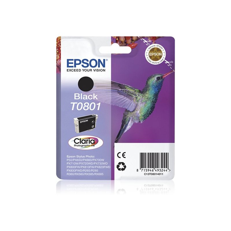 Epson Hummingbird Cartucho T0801 negro (etiqueta RF)