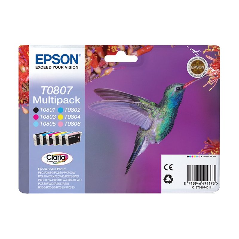 Epson Hummingbird Multipack T0807 6 colores