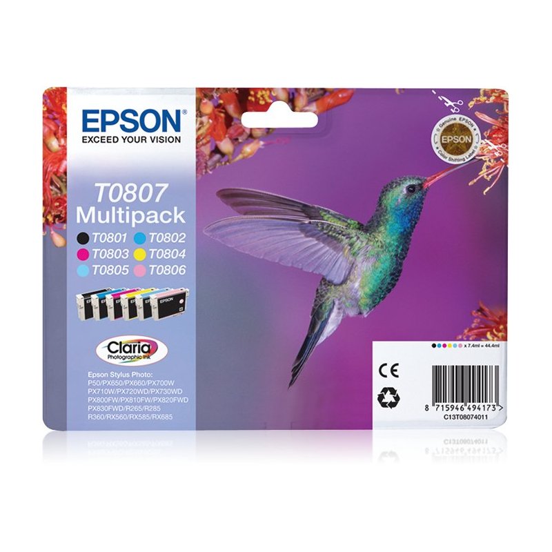 Epson Hummingbird Multipack T0807 6 colores (etiqueta RF)