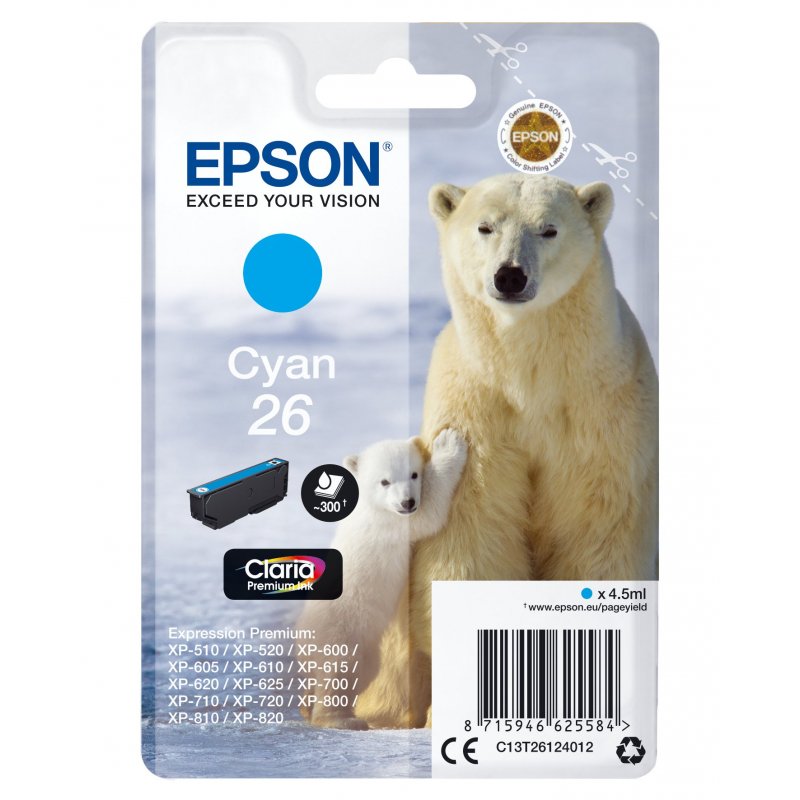 Epson Polar bear Cartucho 26 cian (etiqueta RF)