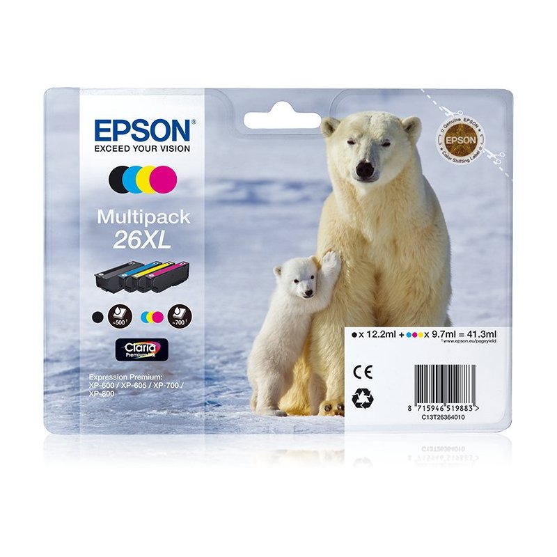 Epson Polar bear Multipack 26XL 4 colores (etiqueta RF)