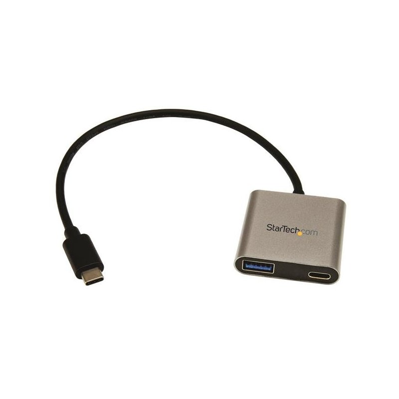 StarTech.com Concentrador Hub USB 3.0 USB-C a 2 Puertos USB-A con Entrega de Potencia - Ladrón USB Tipo C a USB A