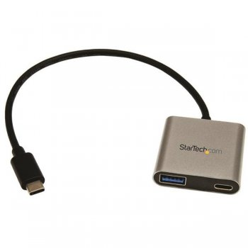 StarTech.com Concentrador Hub USB 3.0 USB-C a 2 Puertos USB-A con Entrega de Potencia - Ladrón USB Tipo C a USB A