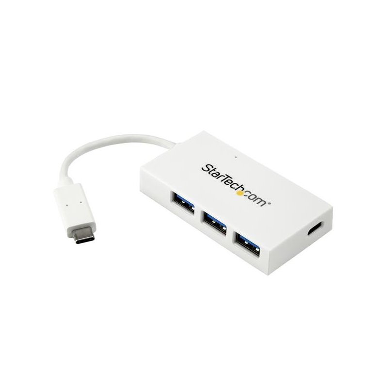 StarTech.com Hub Concentrador USB 3.0 de 4 Puertos - Ladrón USB-C a 1x USB Tipo C y 3x USB-A - Blanco