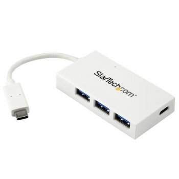 StarTech.com Hub Concentrador USB 3.0 de 4 Puertos - Ladrón USB-C a 1x USB Tipo C y 3x USB-A - Blanco