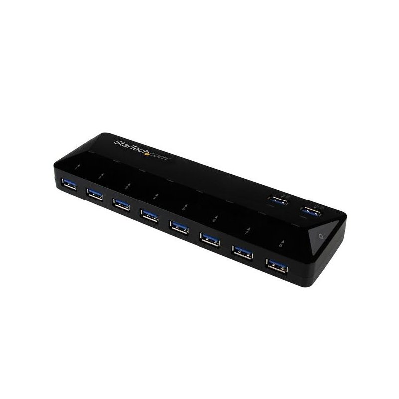 StarTech.com Concentrador USB 3.0 de 10 Puertos - Ladrón con Puertos de Carga y Sincronización - Hub con 2 Puertos de 1,5A