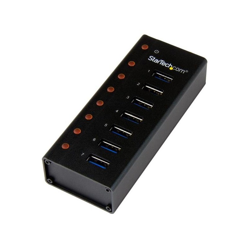 StarTech.com Concentrador USB 3.0 de 7 Puertos con Caja de Metal - Hub de Sobremesa o Montaje en Pared