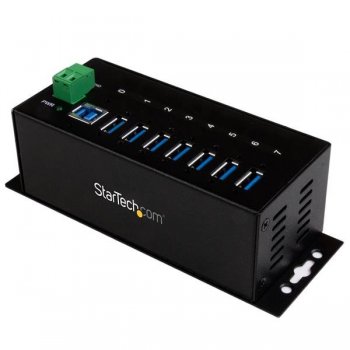 StarTech.com Hub Ladrón USB 3.0 de 7 Puertos Industrial - Concentrador USB con Protección contra Descargas