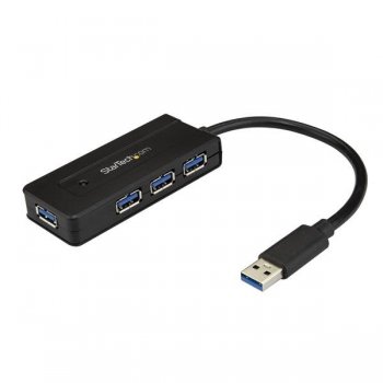 StarTech.com Hub Concentrador USB 3.0 de 4 Puertos - Mini Ladrón USB con Adaptador de Alimentación