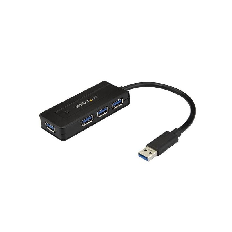 StarTech.com Hub Concentrador USB 3.0 de 4 Puertos - Mini Ladrón USB con Adaptador de Alimentación