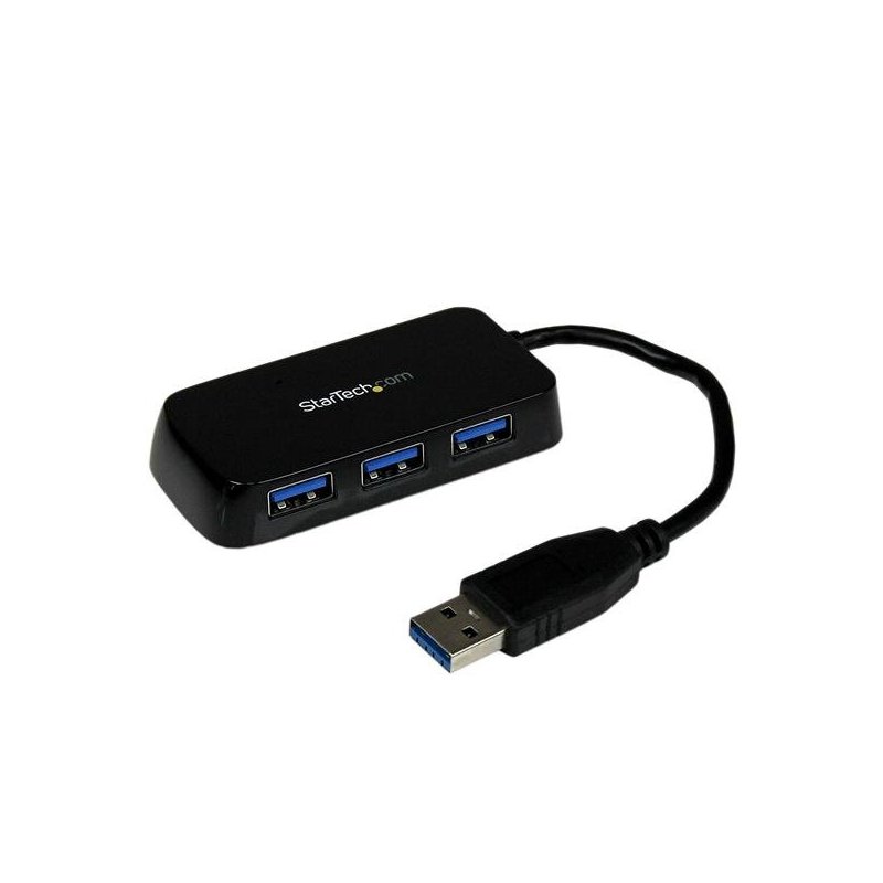 StarTech.com Adaptador Concentrador Hub Ladrón USB 3.0 Super Speed para Laptop de 4 Puertos Salidas - Negro